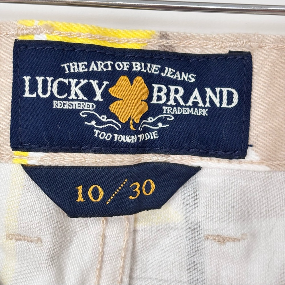Lucky Brand Yellow and Tan Geo Cube "Riley" Jean Shorts Size 10/30 - Picture 2 of 13